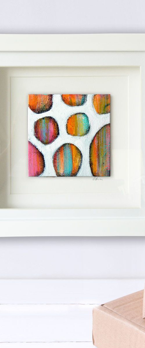 Framed ready to hang mini original abstract #212 by Carolynne Coulson