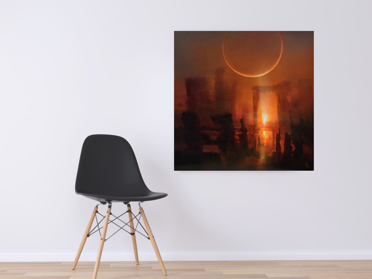 Abstract Landscape Acrylic Painting By Ivan Grozdanovski, 33 X 33, The Gate Of Infinity , Original Artwork