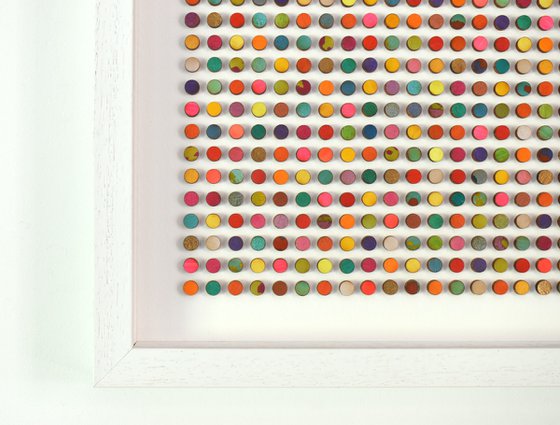 Seven Hundred and Twenty Nine 3D Painted Dots with Gold Original Painting