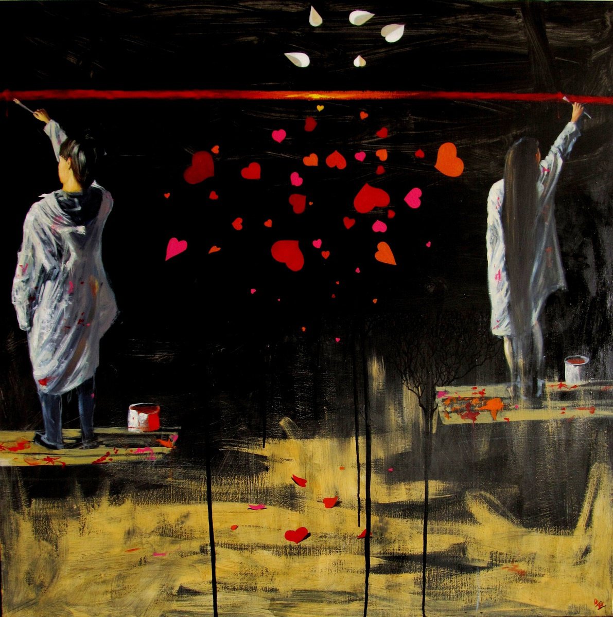 Illustrative Portrait Oil Painting By Serhiy Roy, 39 X 39", Conceptualists, Original Artwork