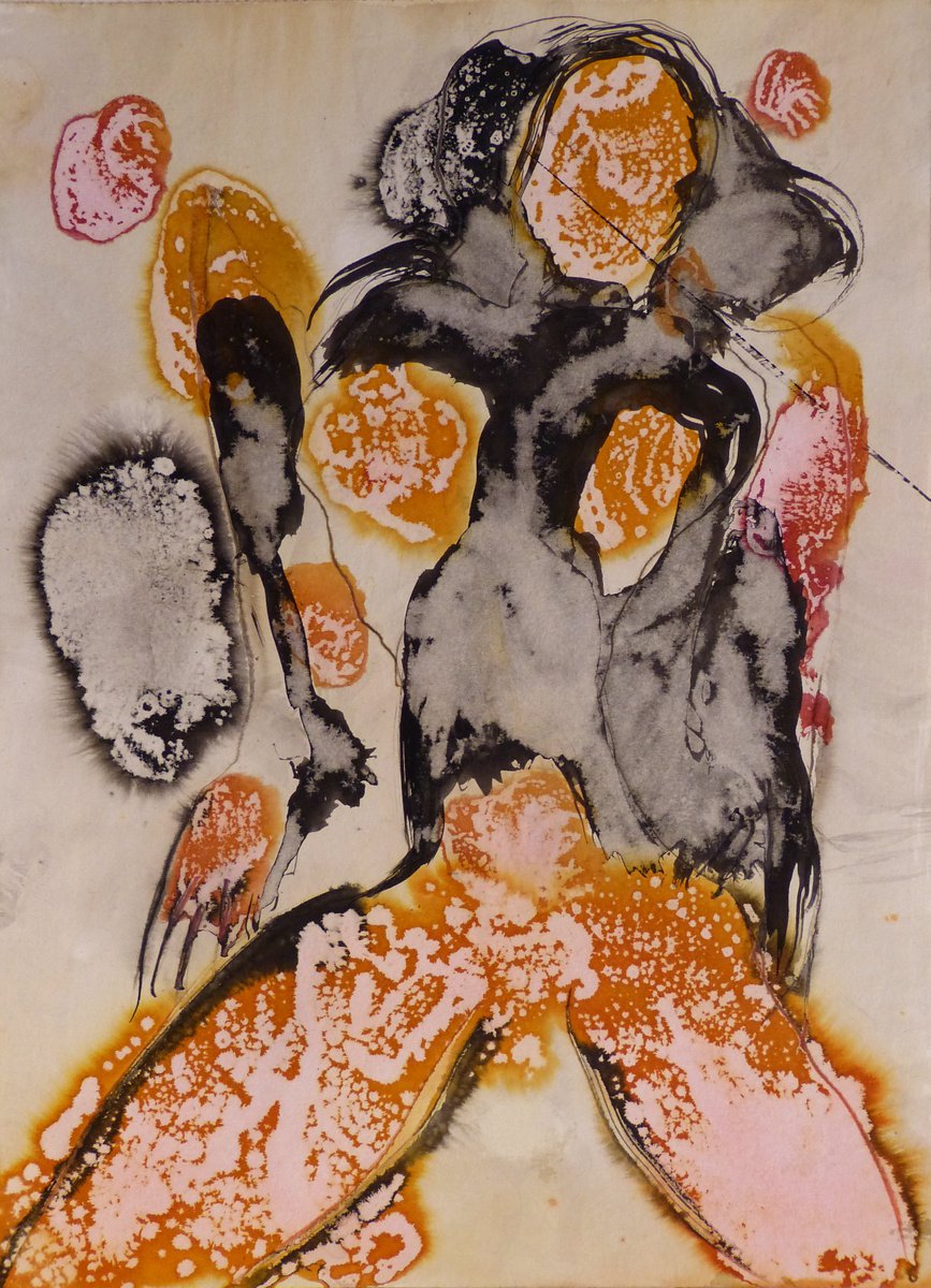 Expressive Portrait Ink Drawing By Frederic Belaubre, 11 X 16, Prolegomena Series E7, Original Artwork