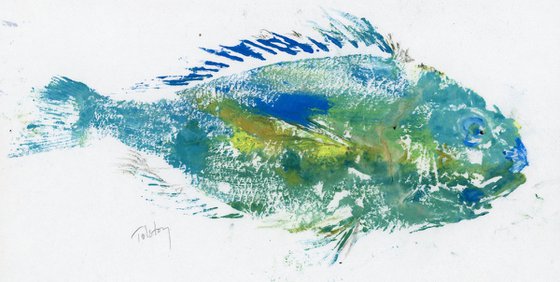 Gyotaku multi-colored fish
