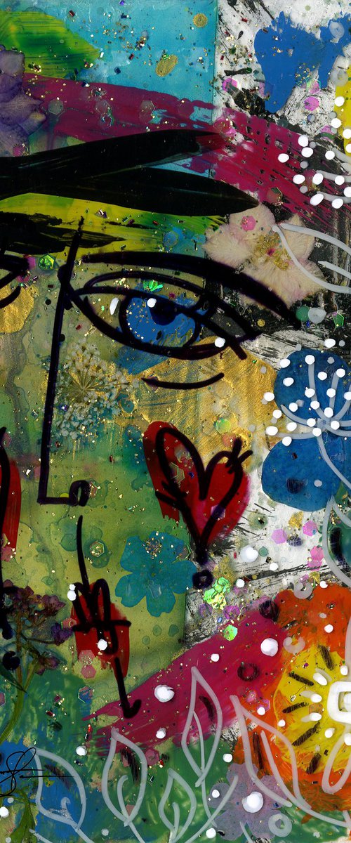 Funky Face Love 22 - Mixed Media Art by Kathy Morton Stanion by Kathy Morton Stanion