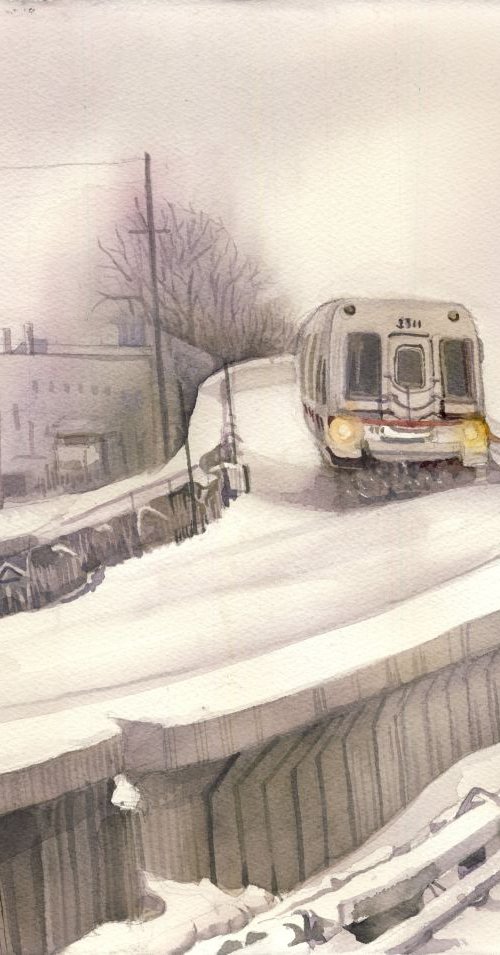 Taking the snow train home by Alfred  Ng