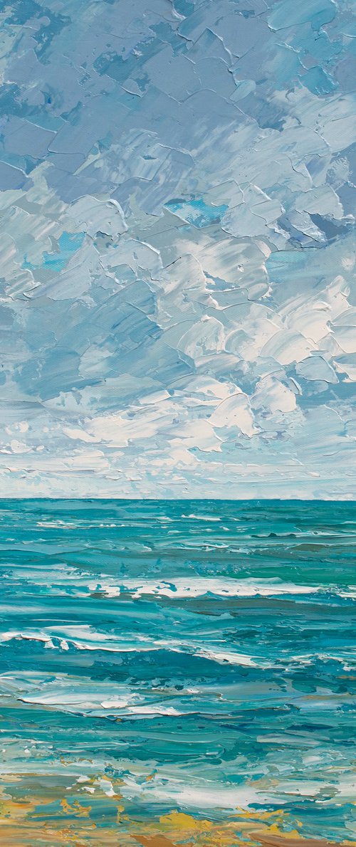 Serene Ocean - Palette knife seascape painting by Olga Tkachyk