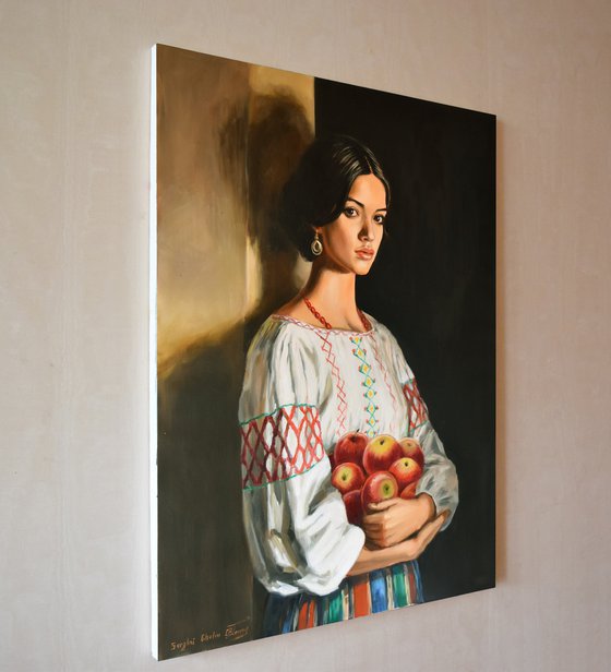 A portrait with apples