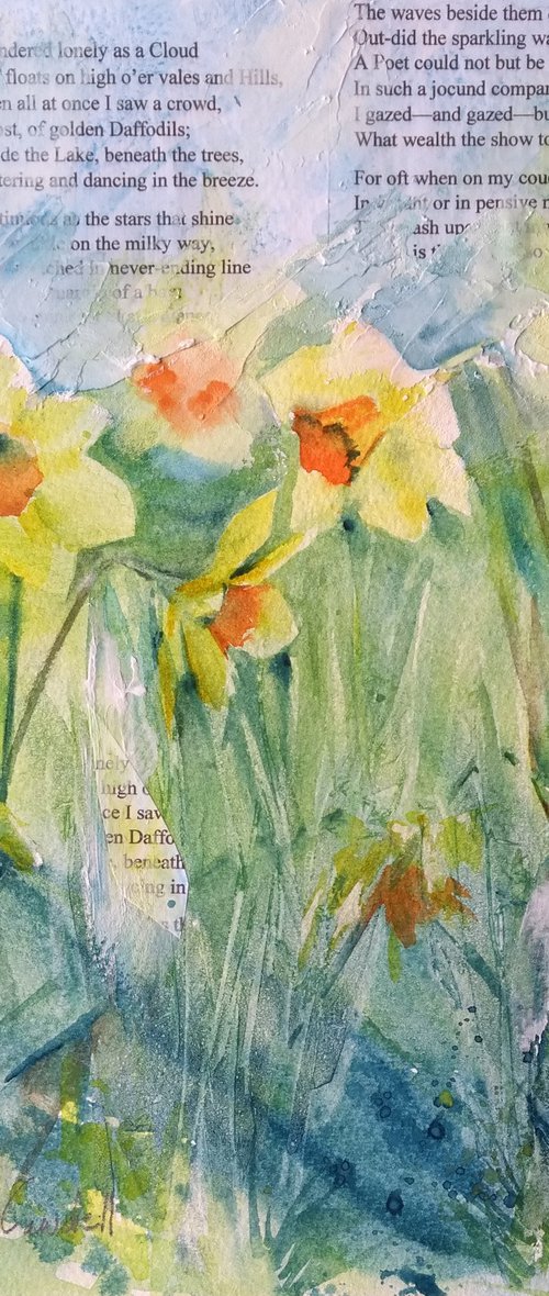 Daffodil painting, original watercolour, watercolor, spring flower, floral art by Anjana Cawdell