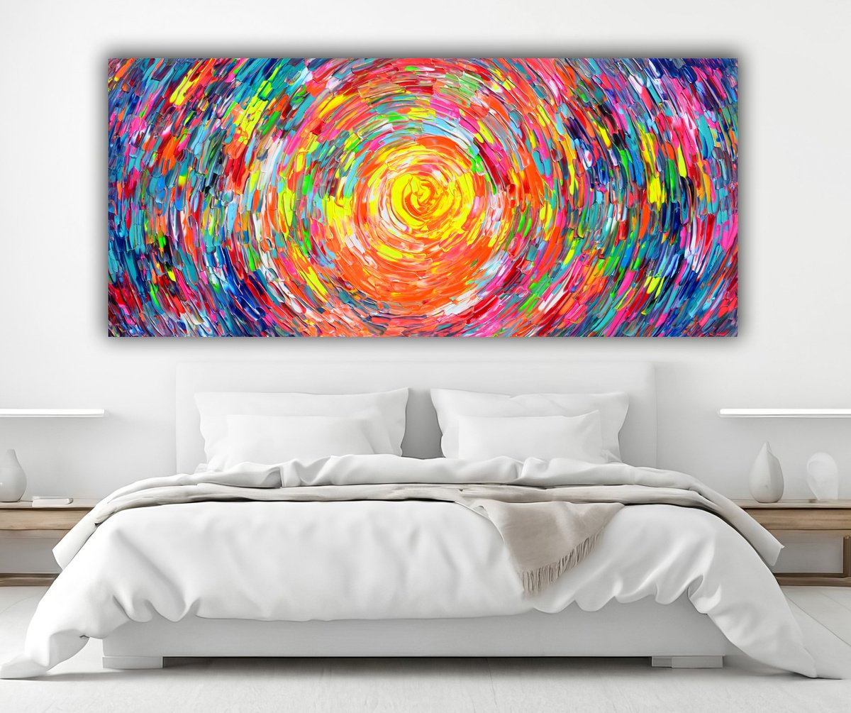 Organic Abstract Acrylic Painting By Soos Tiberiu, 71 X 31", Rounded Gypsy Skirt 5, Original Artwork