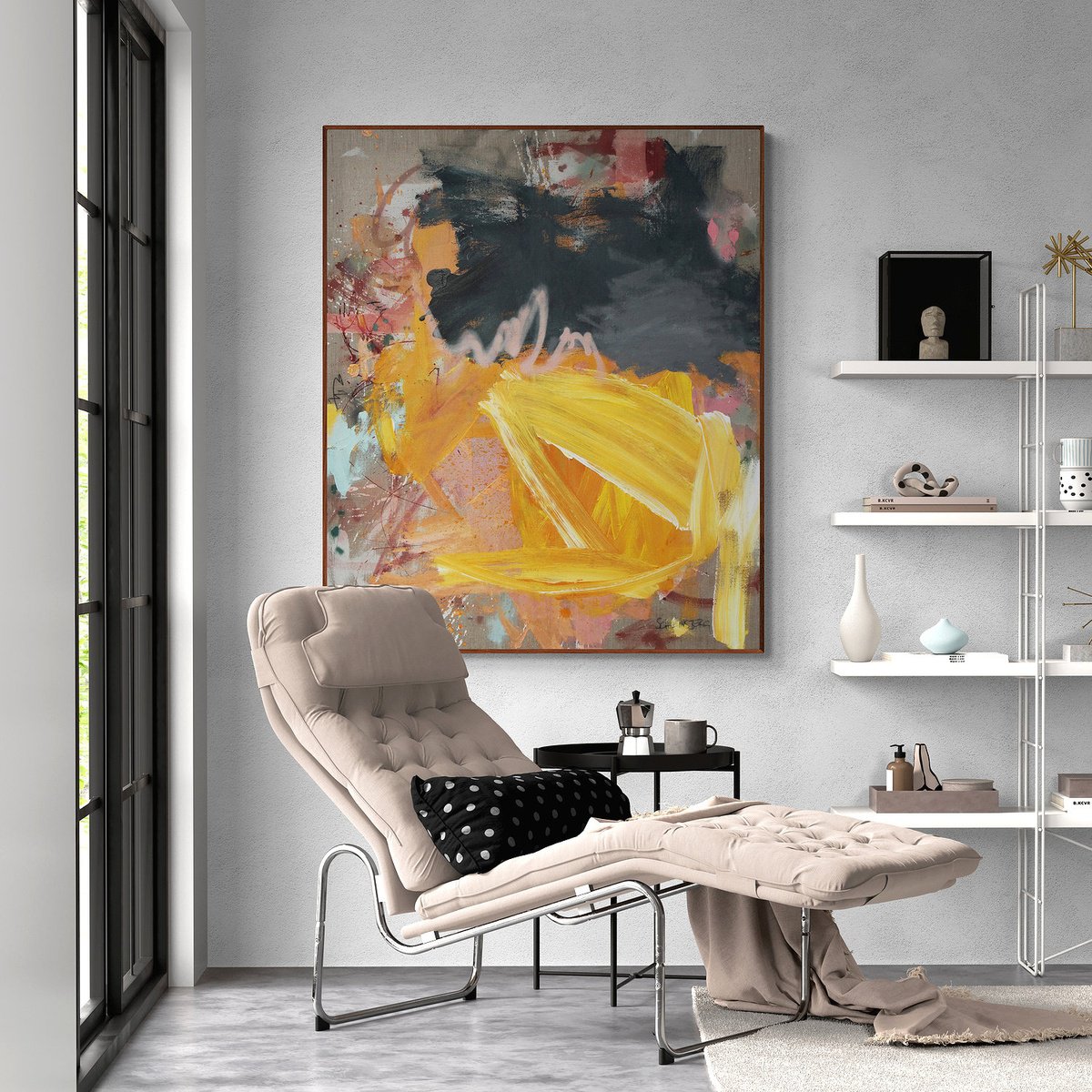 Expressive Abstract Painting By Daniela Schweinsberg, 39 X 47, Summer Thoughts Under Heavy Skies, Original Artwork