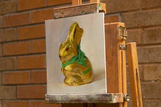 Golden Bunny 3 - Original Oil Painting
