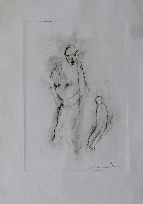 The Warning 1, engraving 15x21 cm by Frederic Belaubre