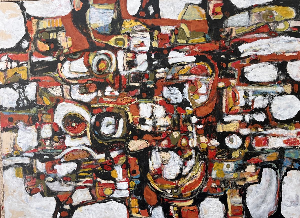 Abstract Acrylic Painting By Jeffrey Davies, 48 X 36, Where Am I? #17 Horizontal, Original Artwork