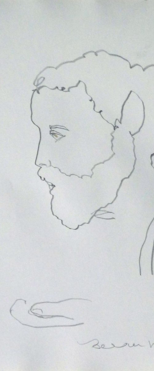 Profile, pencil sketch #8, 29x21 cm by Frederic Belaubre