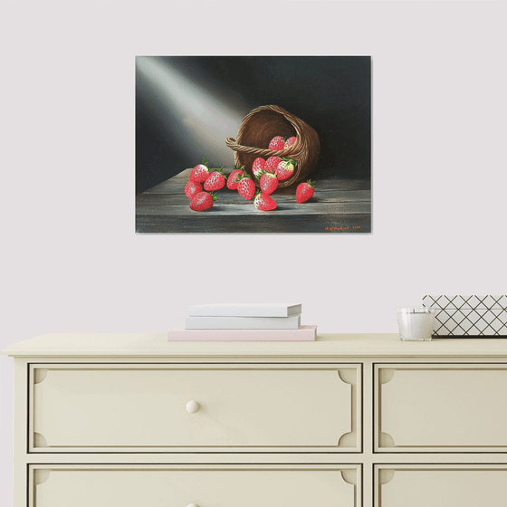Still life- strawberry(40x30cm, oil painting, ready to hang)
