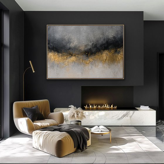 Abstract Gold Peaks in Gray Shadow