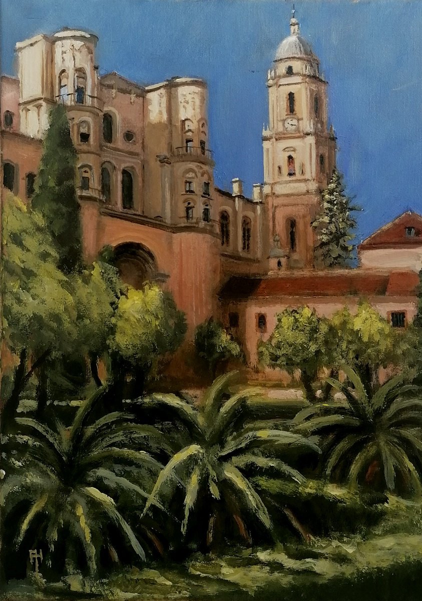 Impressionistic Cityscapes Acrylic Painting By Alan Harris, 12 X 16, Malaga, Original Artwork