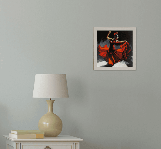 Flamenco in red motion