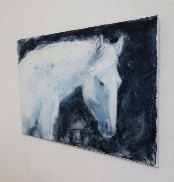 Oil painting White horse
