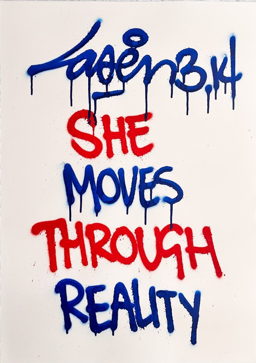 Urban And Pop Abstract Painting By Laser 3.14, 20 X 28", She Moves Through Reality, Original Artwork