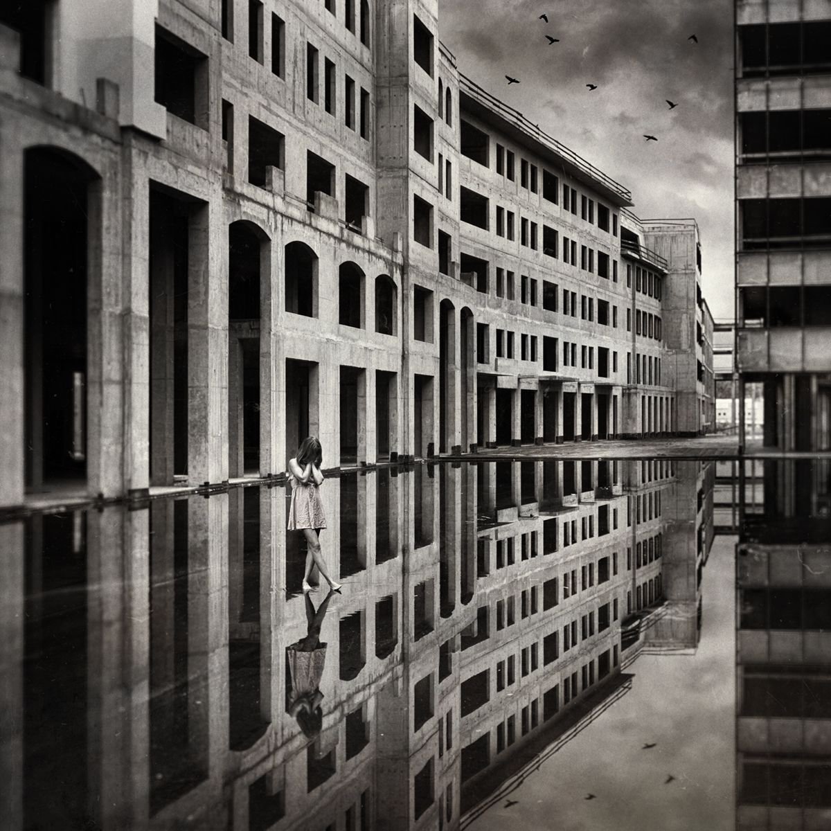 Photorealistic Cityscapes Photograph By Peter Zelei, 31 X 31", Non-Existence I., Original Artwork