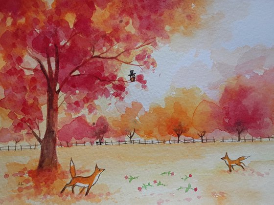 Autumn Foxes - Commissioned Painting - Reserved for Richard!