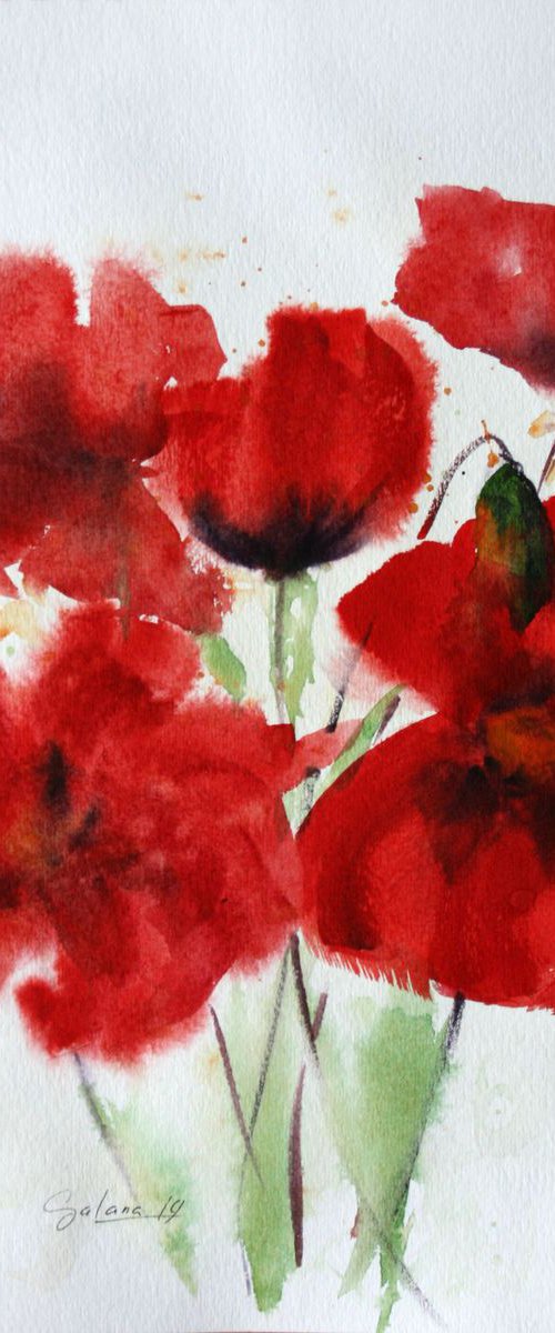 Poppies  / ORIGINAL PAINTING by Salana Art