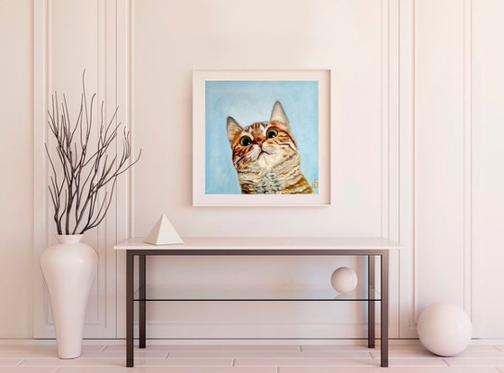 Funny cat, 40x40 cm, ready to hang.