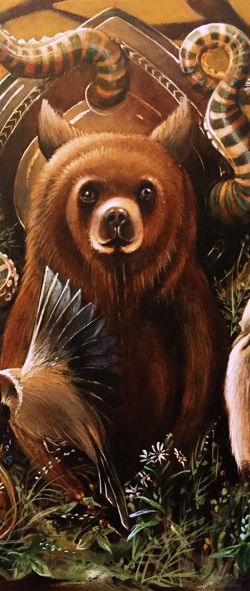 Tell me bear , tell me where - original acrylic on canvas 40 x 40 cm / 16' x 16' iches by Valentina Toma' aka Zoe Chigi