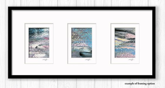 Abstract Dreams Collection 3 - 3 Small Matted paintings by Kathy Morton Stanion