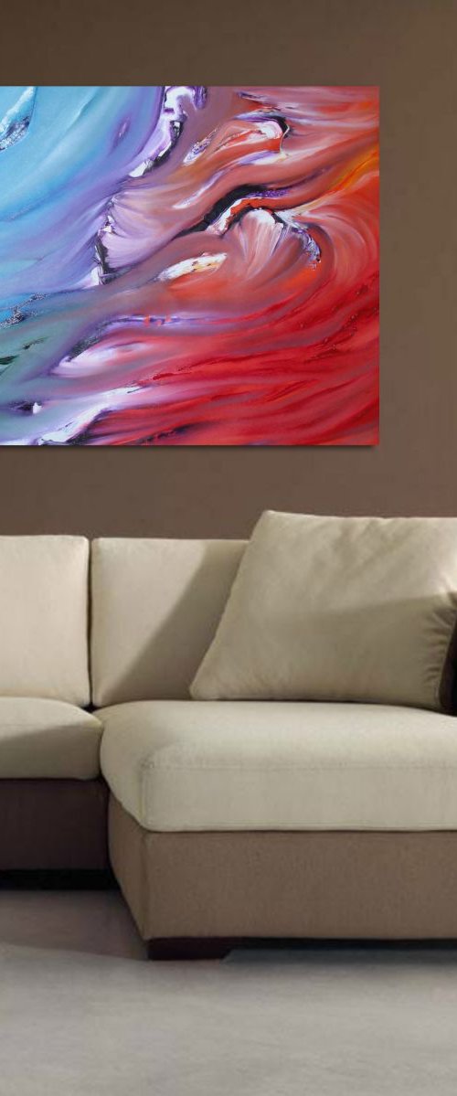 Dualism, 102x54 cm, LARGE XXL, Original abstract painting, oil on canvas by Davide De Palma