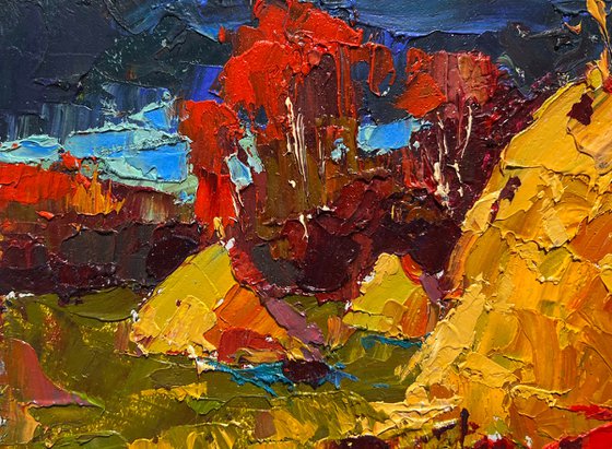 Autumn fields and haystacks