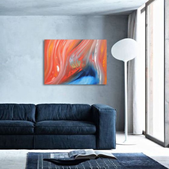 Flares up - 70x50 cm,  Original abstract painting, oil on canvas