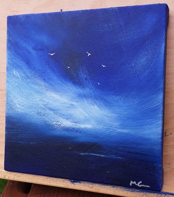 Free as a Bird 1 - seascape, blue, small, gorgeous