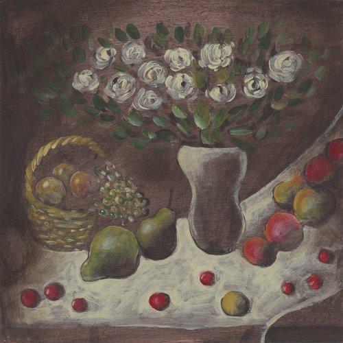 Still life with white flowers by Anton Maliar