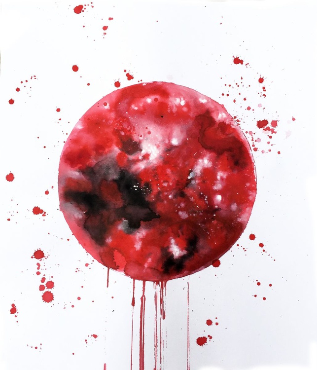 Blood Moon I Watercolour By Doriana Popa Artfinder