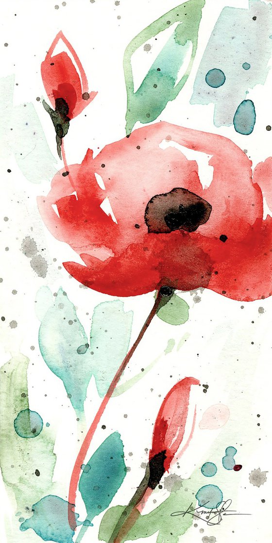 Poppy Love Collection 6 -  4 Watercolor Flower Paintings by Kathy Morton Stanion