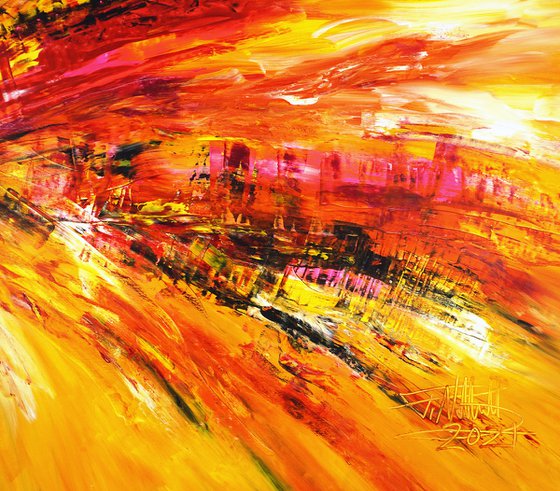 Yellow Red Abstraction XXL 2