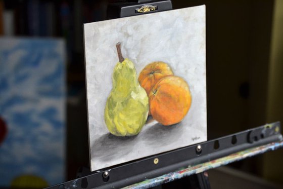 Still life - Pear and Oranges