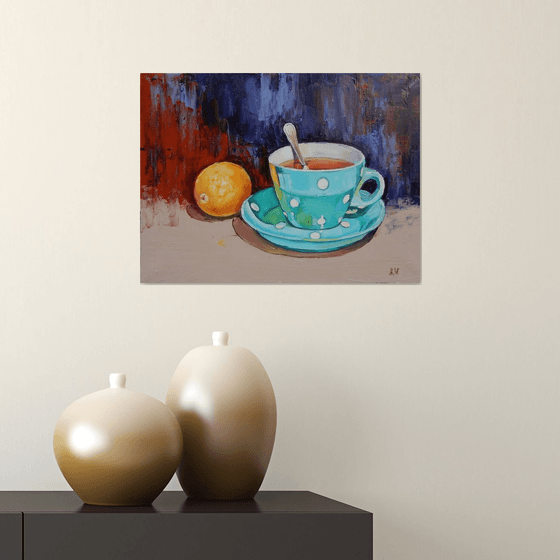 Teatime: teacap and lemon.