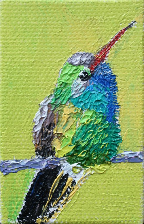 Hummingbird /  FROM MY SERIES  FROM MY SERIES "MINI PICTURE" / ORIGINAL PAINTING by Salana Art Gallery