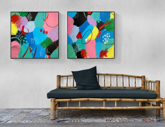 Abstract Colors Harmony Diptych