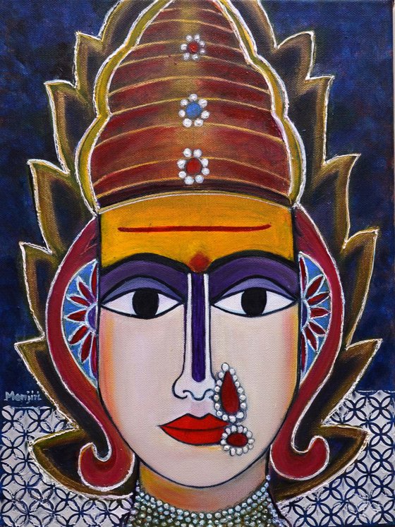 Goddess Shantadurga vibrant painting on canvas