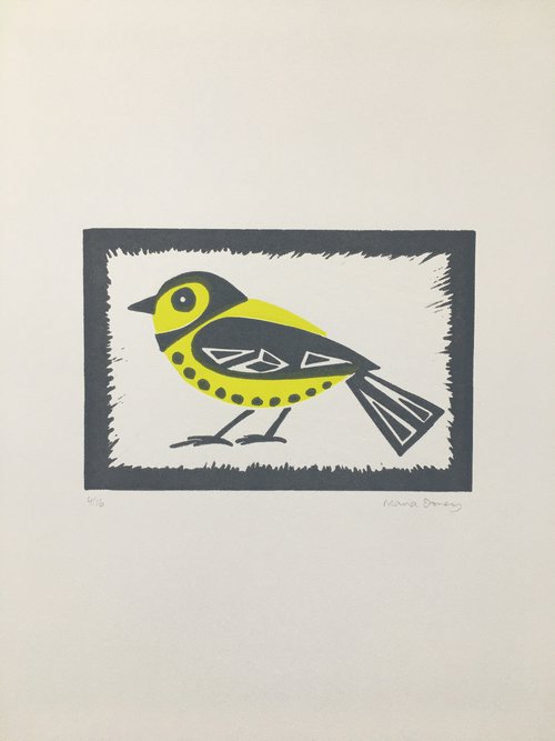 Yellow and Grey Finch by Maria Storey