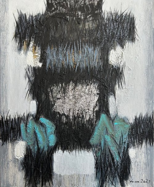 Non-human traces - 1, 55x45, canvas mixed media,  2023 by Aram Yengibaryan