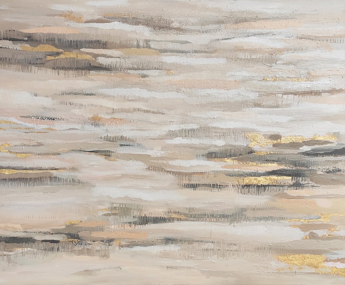 Abstract Acrylic Painting By Mima Taneva, 39 X 31", There In The Distance, Original Artwork