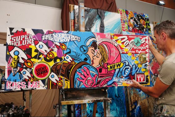 Secret Romance 160cm x 60cm Textured Urban Pop Art