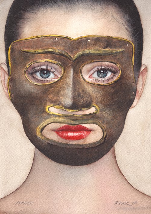 Woman with Antique Mask by REME Jr.