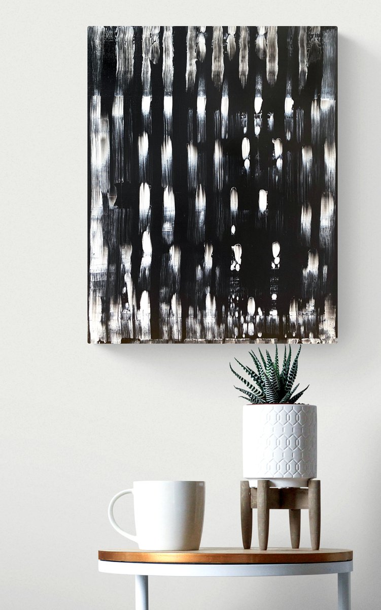 Abstract Acrylic Painting By Cristina Dalla Valentina, 16 X 20, Winter Night /2, Original Artwork