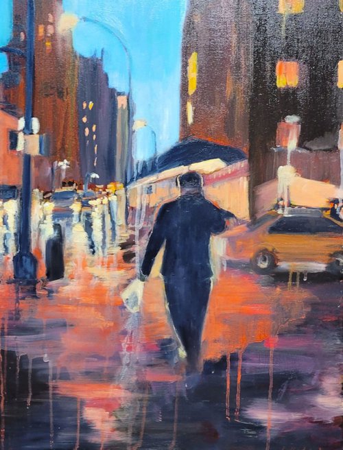 Rob's Way (aka rainy city evening) by Leah Kohlenberg