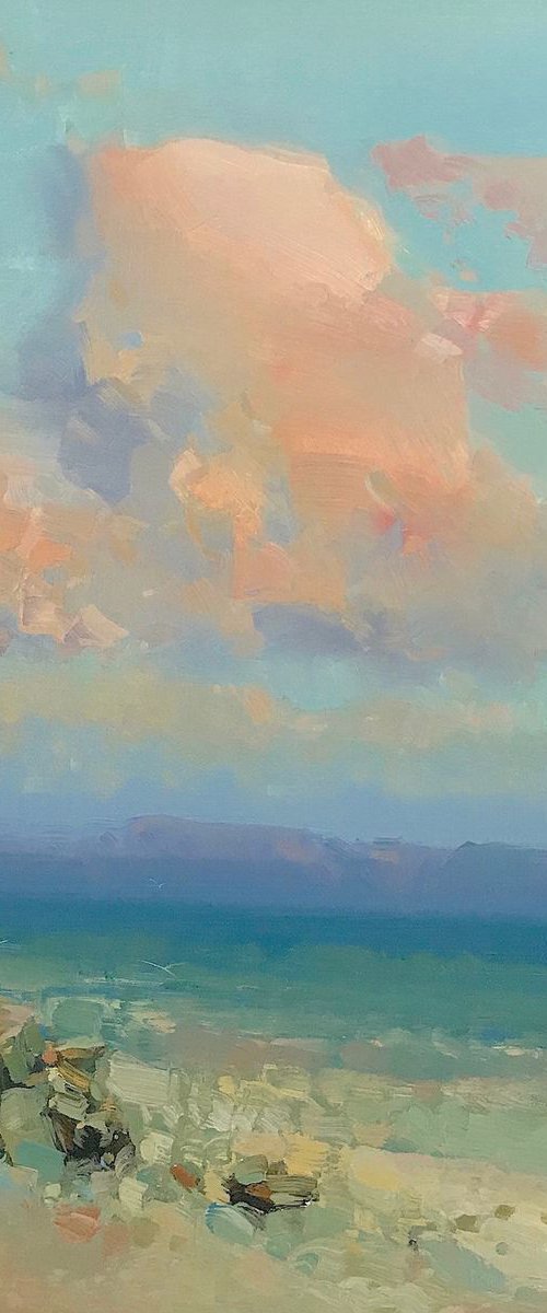 Turquoise Ocean, Original oil painting, Handmade artwork, One of a kind by Vahe Yeremyan